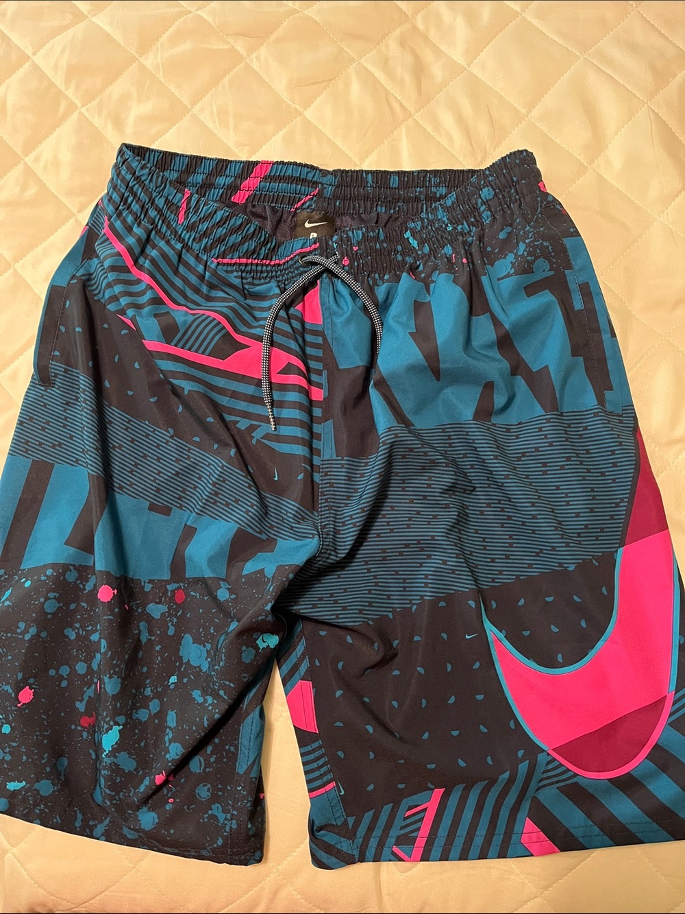 Nike Black, Teal & Hot Pink Graphic Swim Shorts